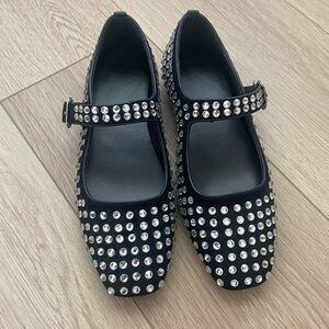 Amazon Black Studded Mary Jane Flats, Size 6